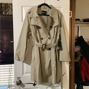 NWT Big Chill beige Belted Trench Coat size 2XL 3XL long coat peacoat